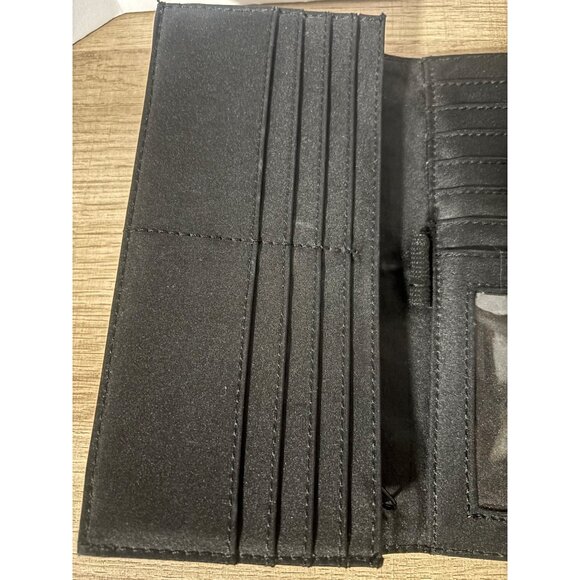 Liz Claiborne Croc Embossed Clutch Wallet Black Faux Leather - Picture 8 of 15